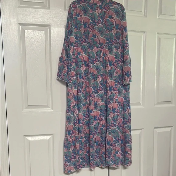 Floral Pink and Blue Maxi Dress - Picture 6 of 8